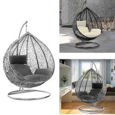 Garden Rattan Hanging Egg Chair Swing Wicker Hammock Cushion Outdoor Indoor Yard