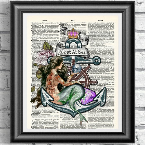 Original art print dictionary - print,