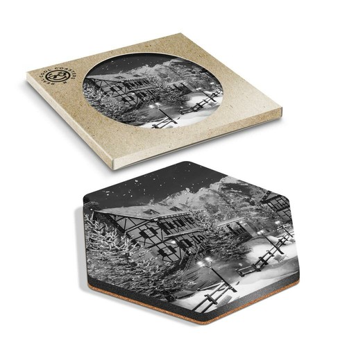 Hexagon coaster bw - 1,
