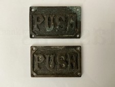 ANTIQUE CAST BRASS PUSH SIGN x