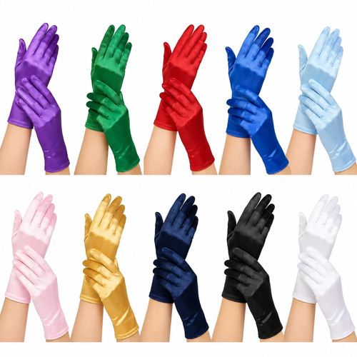 Ladies short satin gloves - short,