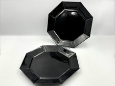 2x Arcoroc Octime French Dinner Plates Shiny Black Vintage 25cm