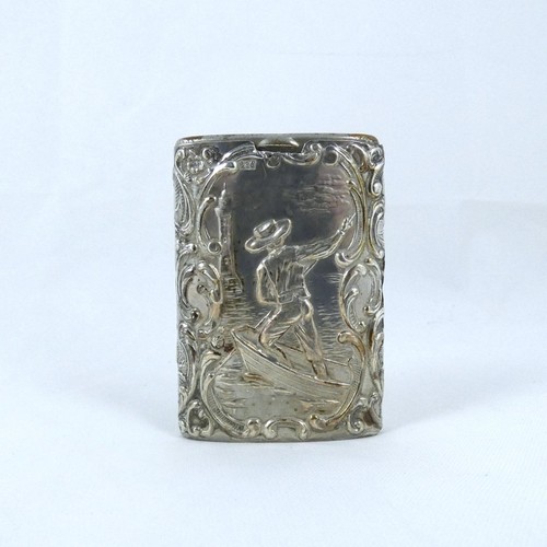 Silver match safe vesta case - match,