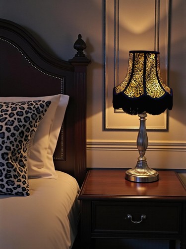 Leopard print table - , lampshades