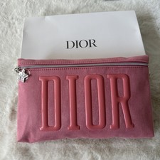 Christian Dior Pink Suede Pouch Zipper Star Charm Vintage Authentic