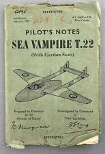 DE HAVILLAND SEA VAMPIRE T.22 EJECTION SEATS PILOTS NOTES ORIGINAL 1957 RAF