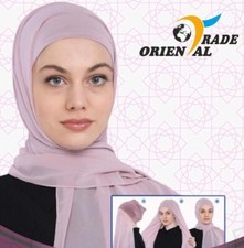Pull on Instant 1Pc Turlu bonnet connect to Chiffon shawl, Turkish scarf hijab