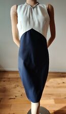 NEW TED BAKER BLOCK DRESS SIZE TB 2 UK 10 US 6 APPROX WHITE BLUE 45% COTTON