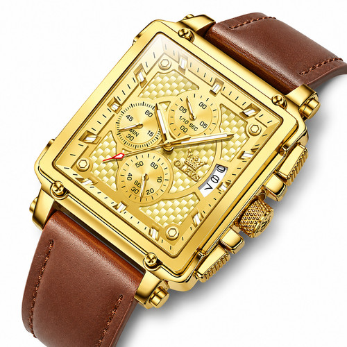 Mens square gold watch - mens,