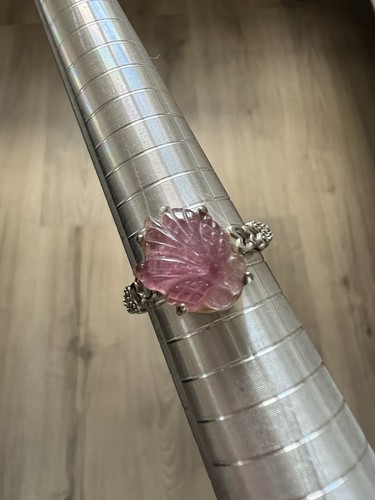 925sterling silver carved - carved, pink