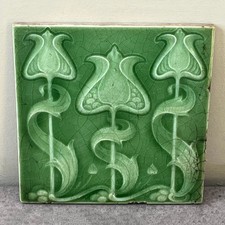 Art Deco Fireplace Floral Moulded Tile Original Reclaimed Vintage