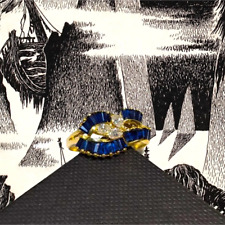 Vintage 18ct Sapphire Diamond Ring - Size Q  - Twist Ring - Baguette + Marquise