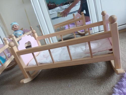 Toy pine cot - baby, dolls