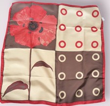 Vintage flower floral  Square Scarf  Neck Tie Top red brown 