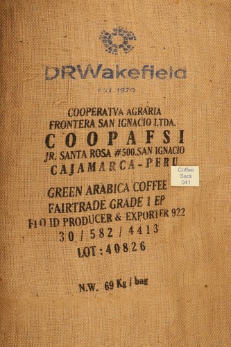 Peruvian hessian coffee sack - coffee,