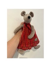 Moulin Roty Grey Mouse Nini La Grande Famille Red Dress  Soft Toy Comforter