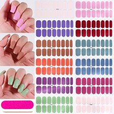 16 Tips UV Semi Cured Nail Stickers Gel Nail Polish Wraps Full Cover Adhesive