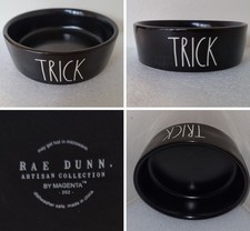 Rae Dunn Artisan Coll. 'Trick' Black 250ml Ceramic Halloween 12.6 x 4cm Dog Bowl