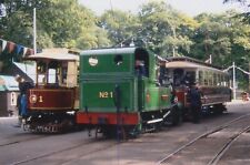 STEAM TRAIN PICTURE ISLE OF MAN RAILWAY LOCOMOTIVE PHOTO WITH TRAMS PHOTOGRAPH.