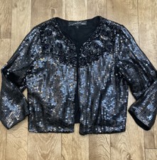 Next Women’s Signature Black Sequin Cropped Bolero Trophy Jacket UK10 A91