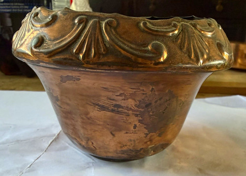 Art nouveau copper bowl with - bowl,