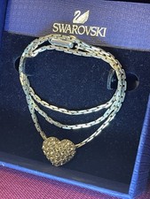 Swarovski heart pendant necklace rhodium-plated chain and white crystals.15 Inch