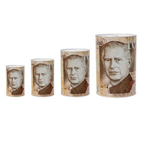 Money box tin pound note - money,