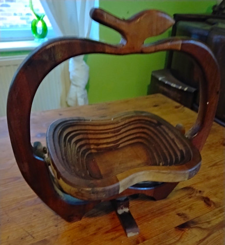 Wooden carved apple shaped - wooden, apple-shaped