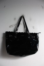 Debenhams Womens Faux Patent Handbag Bag Black - (B75)