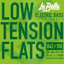 La Bella Low Tension Flexible Flats 42-100 Bass Guitar Strings, Long Scale