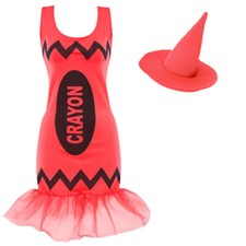 LADIES RED CRAYON DRESS & HAT