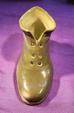 Vintage Ceramic Pottery Boot. Green Possibly Victorian 