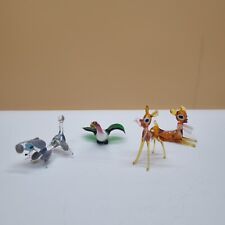 Vintage Kitsch Glass Animal Bundle Deer Flocked Poodle Duck Figures Handmade
