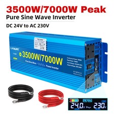 Truck 24V 230V Pure Sine Wave Power Inverter 7000W 3500W Converter 2 Socket LCD