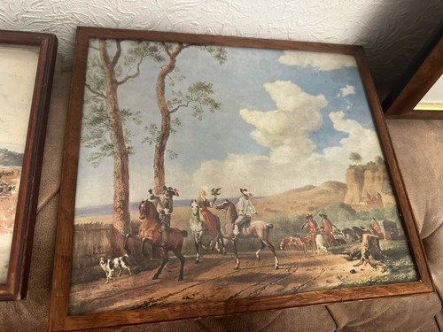 Vintage framed hunting scene - framed,
