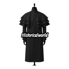 Black beautiful Regency Garrick overcoat coach Man's Coat Triple Caped Fast Ship