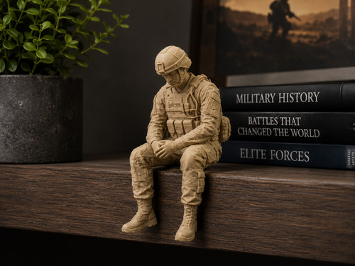 Military soldier shelf sitter - shelf,