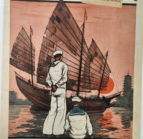 Chinese junk ship sailors art - junk,