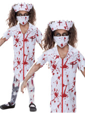 Zombie Nurse Girls Horror Halloween Fancy Dress Costume Kids Nurses Outfit