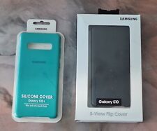Samsung Galaxy Phone Case Silicone Green Cover  S10+/Black S-View Flip Cover S10