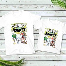 New Kids Boys Bunny Vs Monkey T-Shirt Cartoon Book Day Children Book Story Tee
