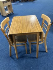 Small Space Saving Drop Leaf Dining Table & 2 Chairs By Quitmans Of Bristol