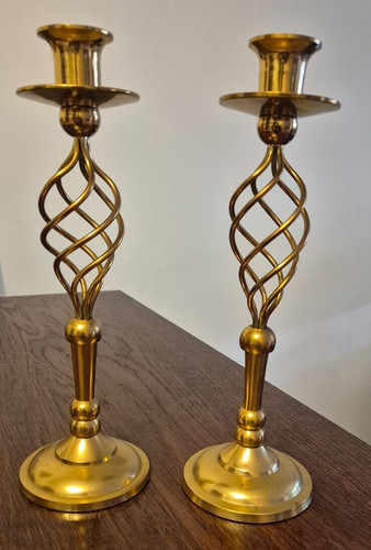 Pair vintage brass open - of,