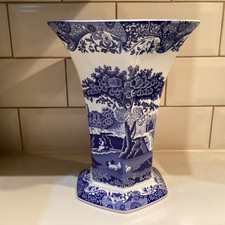 Spode - Blue Italian - Large - Hexagonal Vase - 10 3/4”. (27cm)