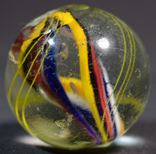 Double Ribbon Core German Handmade Antique Marble Snazzy Combo 22.7mm 7/8'' 