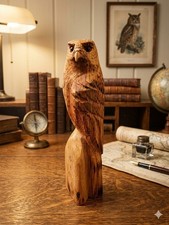 Hand-Carved Wood Owl