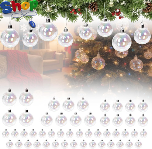 50pcs clear plastic baubles - 50pcs,