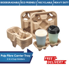 Coffee Cup Holders Carrier Cup Tray Moulded Pulp Fibre Cup Tray 2 Cup & 4 Cup