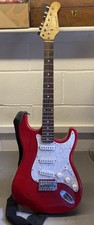 westfeild E1000 electric guitar red mother of pearl pick guard strap and bag
