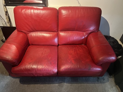 Beautiful red leather two - red,